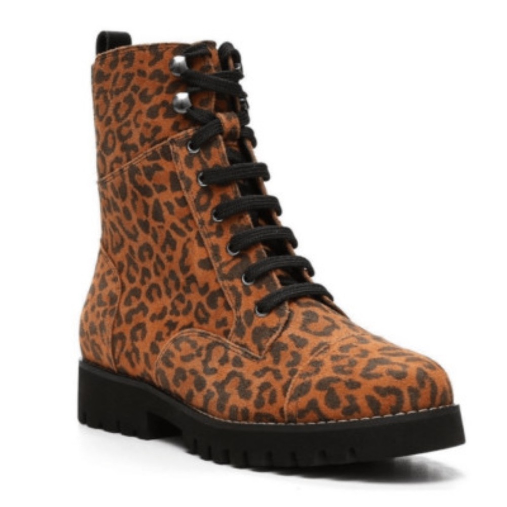Donald J. Pliner Ease Leopard Print Suede Lace Up High Top Combat boots,Size : 9